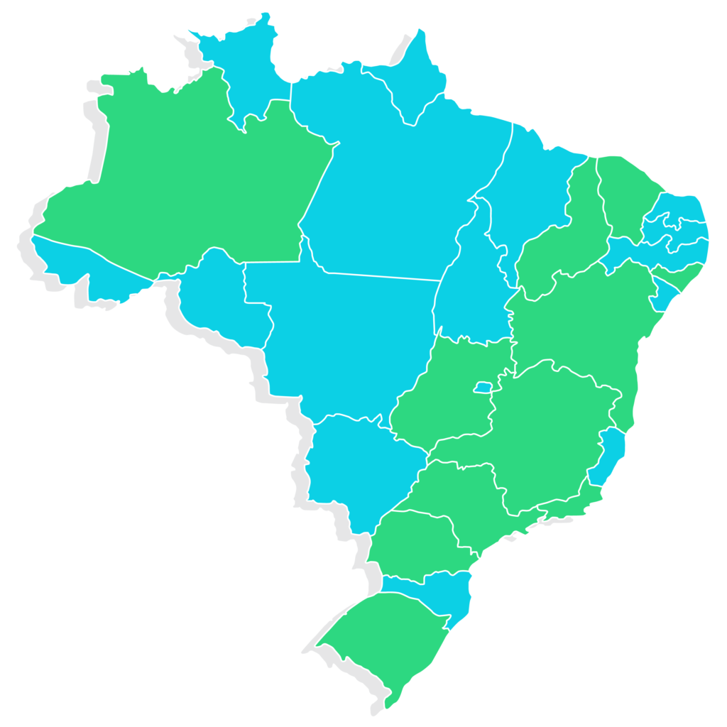Mapa do Brasil com presença da ASID
